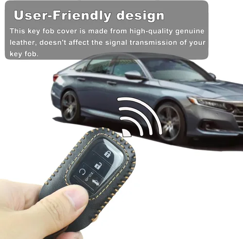 Vista 5 de Funda para llavero Honda con llavero, funda de cuero genuino para llave remota inteligente Honda Accord Civic CRV HRV Pilot Sport SI EX EXL 2022
