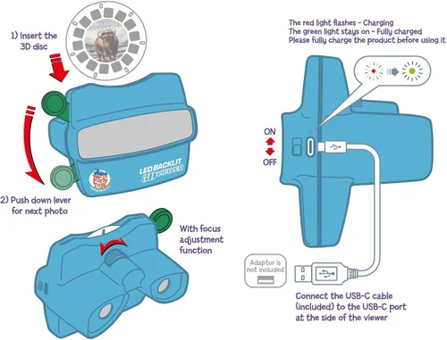 Vista 3 de WARM FUZZY Toys - Visor 3D retroiluminado con LED (Ártico), nuevo visor de diapositivas recargable USB-C 2025 para niños y adultos, incluye 3