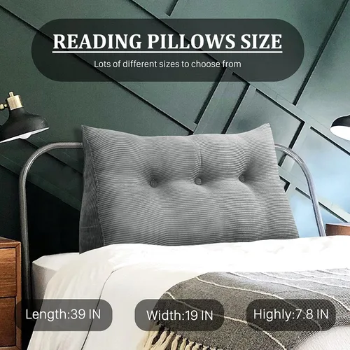 Vista 3 de Almohada de cuña de tamaño individual de 8 libras engrosada para cabecero, almohada triangular de lectura para dormitorio universitario, almohada