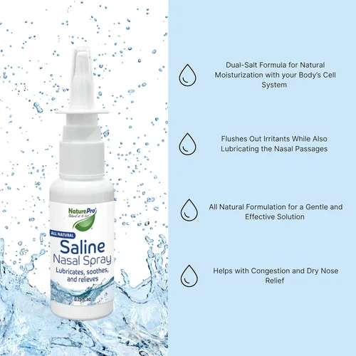 Vista 4 de Spray nasal salino natural, 0.75 onzas líquidas, Kosher, fórmula hidratante de doble sal (paquete de 2)