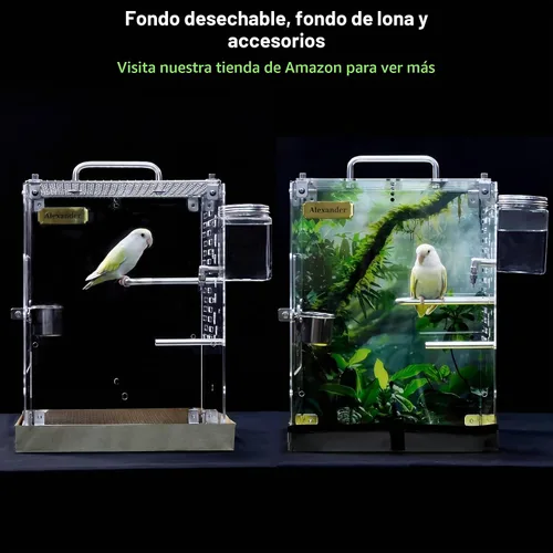 Vista 7 de GuineaLoft™ Jaula de pájaros de acrílico personalizada cristalina Modelo-ET2