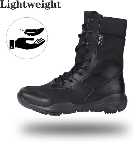 Vista 6 de LUDEY Tactical Boots for Men Lightweight Military Boots Durable Army Combat Boots Comfortable Work Boots Waterproof Security Boots