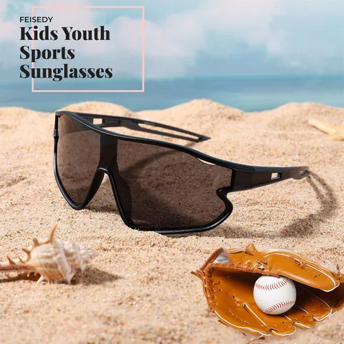 Vista 8 de FEISEDY Gafas de sol unisex para jóvenes, gafas de sol de béisbol y tenis, UV400 deportivas para niños y niñas, pantallas de ciclismo B4064