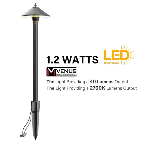 Vista 3 de VENUS MANUFACTURING Iluminación de paisaje LED de bajo voltaje de 1.2 W con transformador de bajo voltaje de 200 W, kit de luces de camino