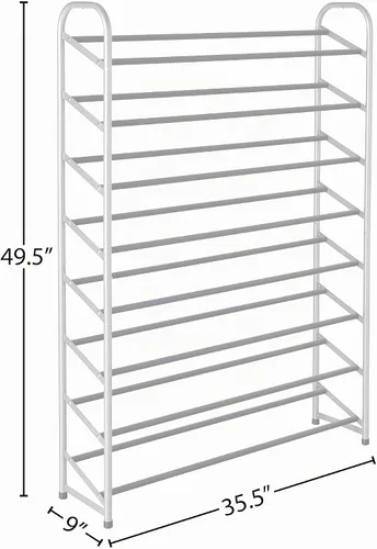 Vista 8 de Whitmor Torre de zapatos de 8 niveles, 40 pares, con estantes antideslizantes