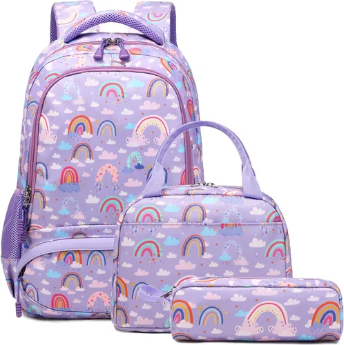 Vista 97 de Juego de mochila para niñas y adolescentes, mochila escolar para niños con bolsa para el almuerzo, estuche para lápices, mochilas escolares