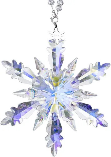 Vista 2 de SIYOUKI Adorno de Navidad de ángel de hielo 2023 con caja de regalo, estrella de invierno anual de copo de nieve de cristal, colgante de decoración