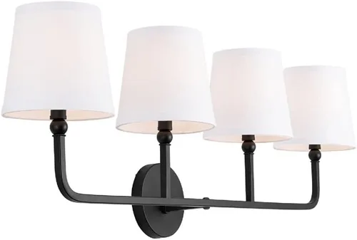 Vista 8 de Capital Lighting 619311AD-674 Dawson Pantalla de Tela Blanca Decorativa Stay-Straight Aplique de Pared, 1-Luz 60 Vatios, 17" H x 6" A, Latón