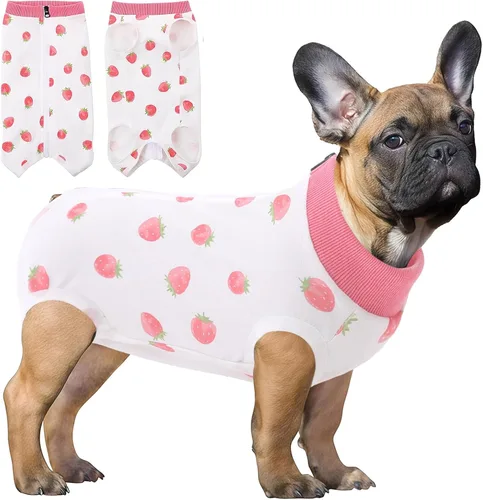 Vista 27 de SAWMONG Traje de recuperación para perros, hembras y machos, transpirable, traje corporal para perro después de una cirugía, esterilización Avión