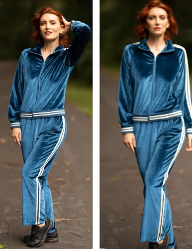 Vista 4 de Ekouaer Conjunto deportivo de terciopelo de terciopelo para mujer, 2 piezas, sudadera con cremallera y pantalones deportivos con bolsillos, tallas