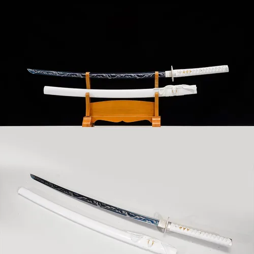 Vista 7 de Kamaiwo-1045/1060 hechas a mano forjadas a mano, auténticas, las espadas samuráis katana japonesas son un regalo único para hombres. El acero