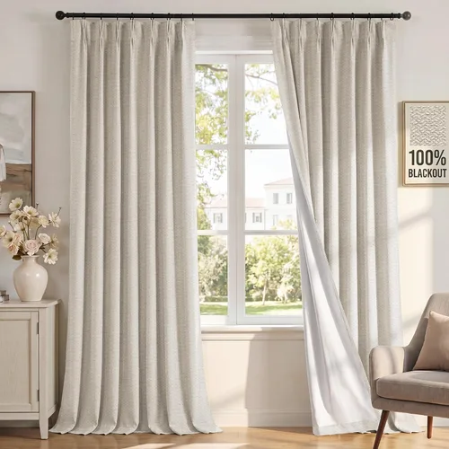 Vista 16 de H.VERSAILTEX Cortinas 100% de opacidad para dormitorio, cortinas plisadas para sala de estar, cortinas opacas con aislamiento térmico entrenadas
