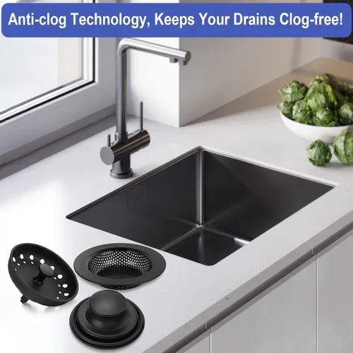 Vista 6 de Colador de drenaje para fregadero de cocina, paquete de 3 tapones de acero inoxidable, cesta de drenaje antiobstrucción para fregadero de cocina