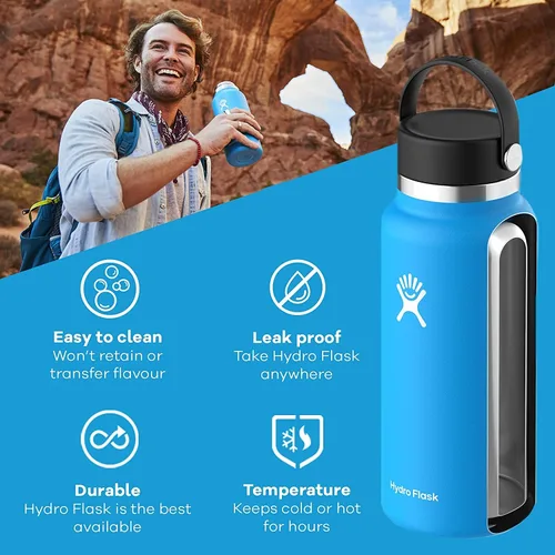 Vista 2 de Hydro Flask - Botella de boca ancha con tapa Flex