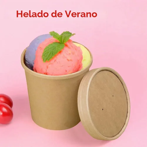 Vista 4 de bloomoon Paquete de 60 recipientes de papel de 16 onzas con tapas, recipientes de pinta de helado, recipientes desechables de sopa de 16 onzas