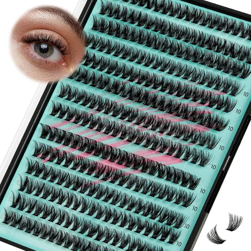 Vista 32 de Kit de Extensión de Pestañas, Kit de Racimos de Pestañas DIY 168Pcs con Pegamento de Unión y Sello Impermeable, Removedor de Pestañas para Kit