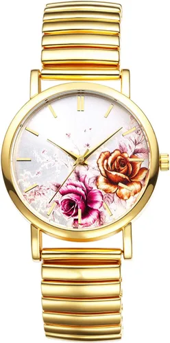 Vista 11 de Avaner Relojes de banda elástica para mujer: correa elástica para mujer, cara grande, estilo bohemio, floral, cuarzo, fácil de leer, brazalete