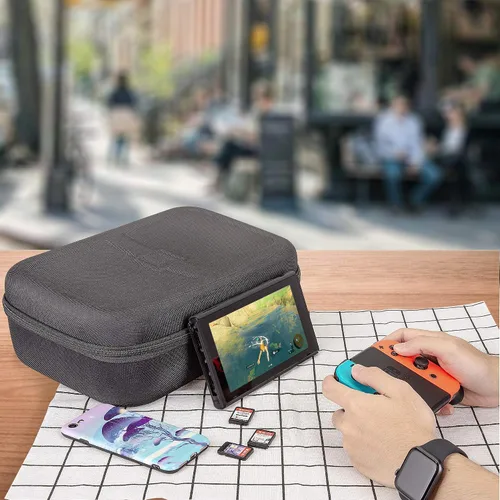 Vista 4 de Funda de almacenamiento para Nintendo Switch LP portátil de viaje funda protectora rígida con espacio de almacenamiento separado para consola