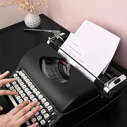 Vista 4 de NOGRAX Machinery - Máquina de escribir inglesa a la antigua, portátil y fácil de usar, juego de cintas rojas y negras, ideal para letras, escritura