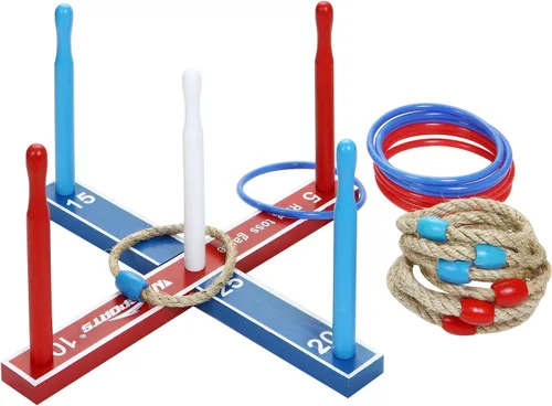 Vista 4 de Juego de lanzamiento de anillos de madera de alta calidad, juego de lanzamiento de WIn SPORTS para interiores y exteriores, para niños y adultos