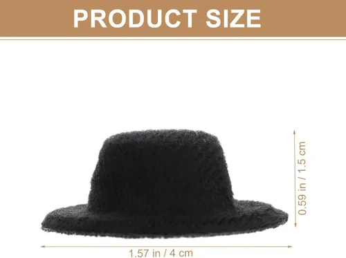 Vista 3 de Toyvian 20 sombreros de muñeca en miniatura, mini sombreros formales de fieltro negro, sombrero occidental para manualidades, adornos de Navidad