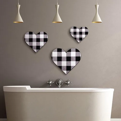 Vista 6 de Jetec 3 piezas de decoración rústica de madera con forma de corazón de madera para el hogar, placa colgante para cocina, dormitorio, baño, sala