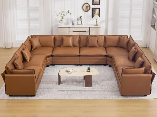 Vista 107 de Sofá modular en forma de nube de 113 pulgadas, sofás de asiento profundo de gran tamaño para sala de estar, sofá modular tapizado de chenilla