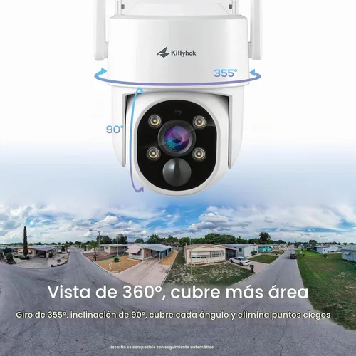 Vista 5 de Kittyhok Sistema inalámbrico solar de la cámara de seguridad, cámara 2K PTZ 4 Kit de levas