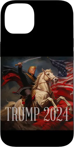 Vista 15 de iPhone 16 Donald Trump - 2024 - American Flag - Horse - Funda de espada