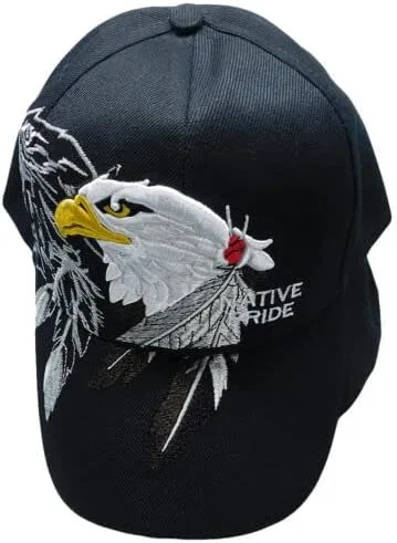 Vista 2 de Sombrero bordado negro con plumas de águila calva india de Native Pride, Multi