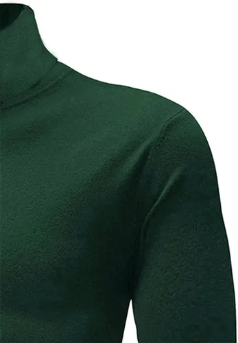 Vista 3 de Camisa básica casual ajustada para hombre, suéter de punto ligero de cuello alto