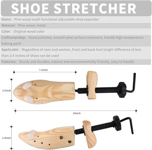 Vista 4 de XYH Camilla de zapatos para mujeres y hombres, un par de estiradores de zapatos de madera para mujeres y hombres ajustable en longitud y ancho