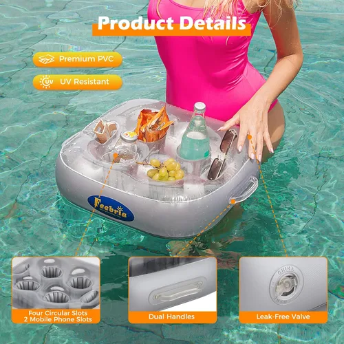 Vista 4 de Inflatable Floating Drink Holder for Pool Party Beach hot tub