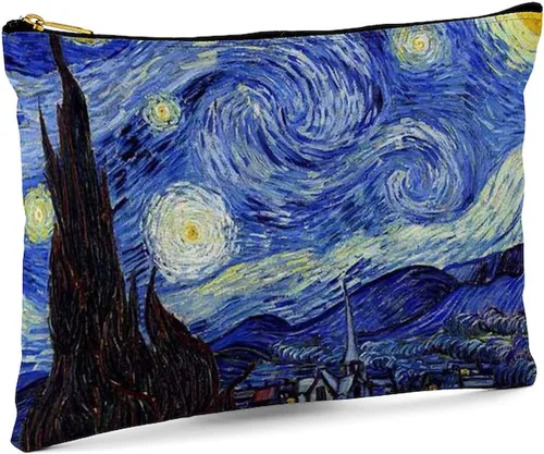 Vista 6 de CafePress Starry Night by Vincent Van Gogh - Neceser grande con cremallera, 12.5 x 8.5 pulgadas, Blanco