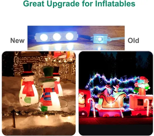 Vista 4 de Luces de repuesto blancas de 12 V para inflables con almohadilla autoadhesiva, 20 unidades, 3 LED, ideal para inflables de vacaciones en el patio