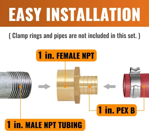 Vista 3 de SUNGATOR Paquete de 2 accesorios de latón PEX de 1" a 1" hembra NPT, certificados por