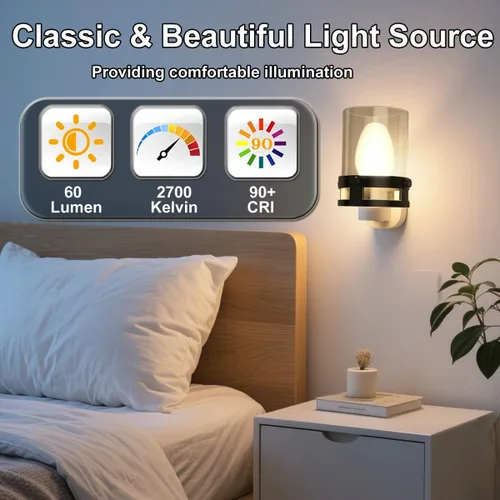 Vista 3 de Night Light Bulbs 7 Watt,E12 Candelabra Base,120V,for Nightlight and Salt Lamp,Warm White,6 Pack
