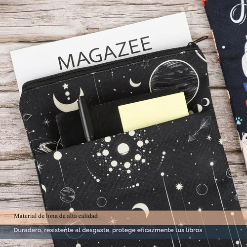 Vista 2 de Funda para Libros Cubiertas de Libros Protector de Libros Estampado Floral con Cremallera Tela Lavable para Adolescentes Adultos Amantes