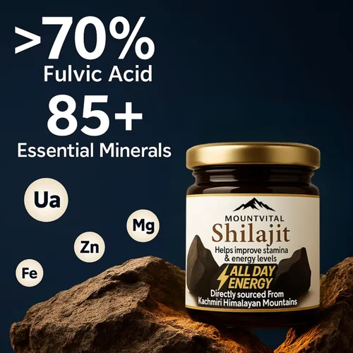 Vista 2 de Resina Shilajit pura de Cachemira 0.35 fl oz (0.35 oz) - Suplemento Shilajit del Himalaya con ácido fúlvico y minerales traza - Resina mineral