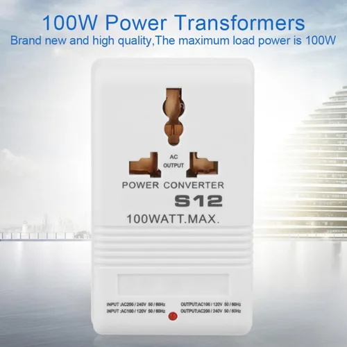 Vista 4 de Convertidor de voltaje 110/120 V a 220/240 V 100 W de doble canal CN enchufe adaptador elevador portátil