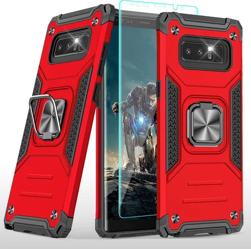 Vista 28 de YmhxcY Funda para Galaxy Note 8, funda para Galaxy Note 8 con protector de pantalla curvado 3D, fundas de grado armadura con soporte giratorio