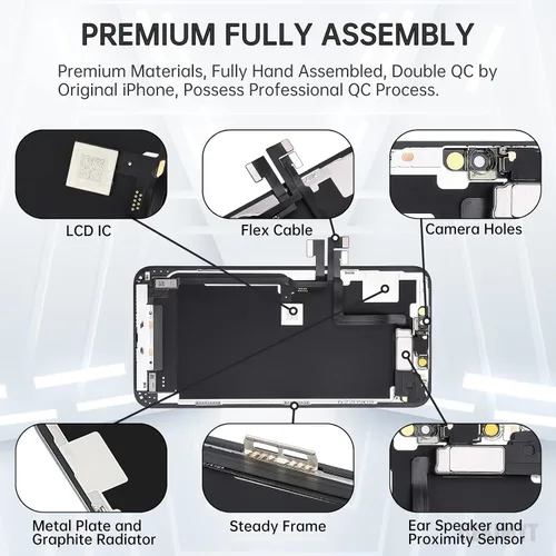Vista 2 de Para iPhone 11 Pro Max Reemplazo de pantalla de 6.5 pulgadas con altavoz de oído Sensor de proximidad Pantalla táctil 3D Digitalizador Asamblea