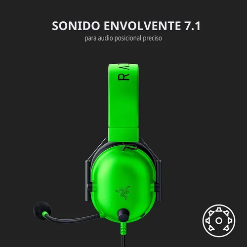 Vista 7 de Razer BlackShark V2 X Gaming Headset, 3.5mm Audio Jack, Green Verde