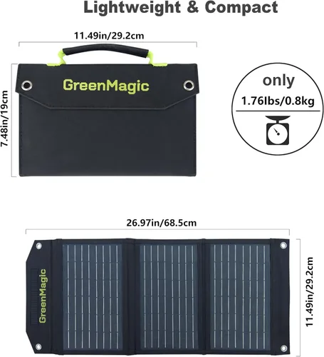 Vista 7 de Greenmagic Cargador de Batería Solar Portátil de 20 Vatios Ideal para Batería de Energía, Estación de Energía, Relojes Inteligentes, Teléfonos