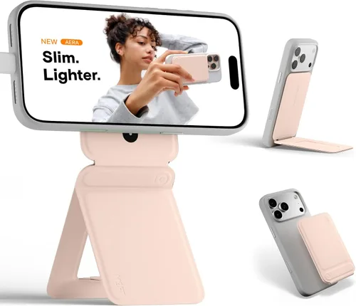 Vista 37 de MOFT Soporte de trípode para teléfono para iPhone, soporte para iPhone multiángulo, soporte para teléfono ligero y portátil, imanes fuertes, cuero
