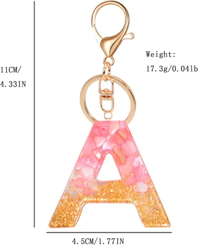 Vista 7 de MBOAH Llavero de letra inicial rosa para mujeres, niños, adolescentes, niñas, hermanas, parejas, lindos accesorios de llavero para llaves