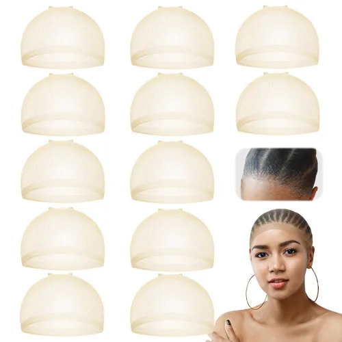 Vista 9 de Dreamlover Gorros de Peluca de Media Beige para Mujeres, 12 Piezas