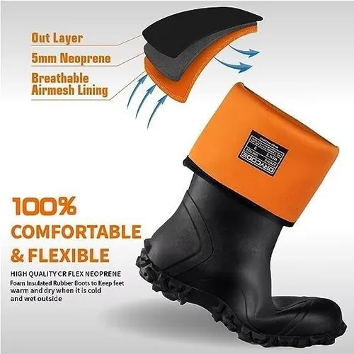 Vista 3 de DRYCODE Botas de goma para hombre para todas las estaciones, botas de lluvia impermeables con vástago de acero, de neopreno de 0.197in