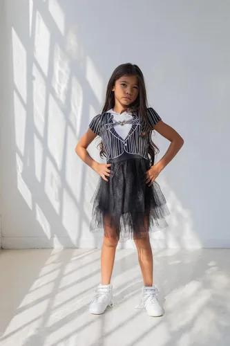 Vista 3 de Disney Nightmare Before Christmas Jack Skellington - Vestido de cosplay para niñas pequeñas a grandes