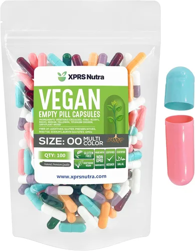 Vista 27 de XPRS Nutra Cápsulas vacías de tamaño 00 – 100 cápsulas veganas vacías – Pastillas vacías vegetarianas – Relleno de cápsulas vegetales DIY